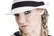young pretty girl portrait over white background