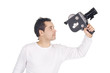 Cameraman isolated on white background Cameraman isolated on white background