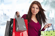 Beautiful shopping woman at a draw mall Beautiful shopping woman at a draw mall