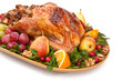 Photo: roasted holiday turkey garnished with fruit and salad roasted holiday turkey garnished with fruit and salad