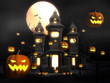 Halloween misty night at castle