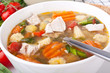 serving of chicken and vegetable soup