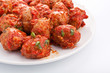 meatballs in tomato sauce on white background