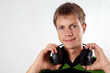 pleased young teenager with headphones