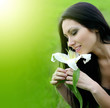 beautiful woman lily flower