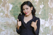 Beautiful Working Woman Give Thumbs Beautiful Working Woman Give Thumbs