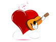 Singing heart with a guitar in hands Singing heart with a guitar in hands