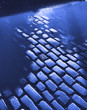Cobblestone road in blue