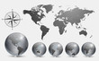 Globes and world map with country borders