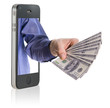 Foto: Giving money over smart phone Giving money over smart phone
