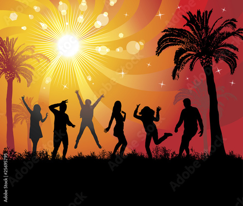 Illustration: Disco evening in the paradise. Disco evening in the paradise.