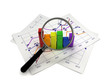 Business diagram with magnifying glass