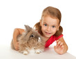 Child with a rabbit.