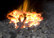 iron in the hearth - detail from smithy