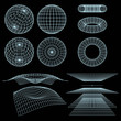 Geometry, Mathematics and Perspective wireframe symbols. Vector