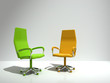 two chairs near wall