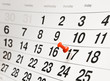Closeup calendar page with drawing-pin