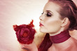 beautiful woman with rose.