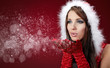 Portrait of beautiful sexy girl wearing santa claus clothes Portrait of beautiful sexy girl wearing santa claus clothes