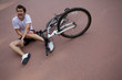 Young man injured during riding a bike