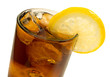 Glass of Cola with Ice and Lemon Isolated on White