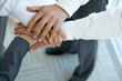 business people group connecting hands
