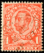 Old British Penny Red Stamp King George V, circa 1912 Old British Penny Red Stamp King George V, circa 1912