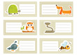 Back to school stickers with cute  animals, vector illustration