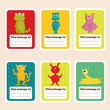 Back to school stickers with cute  monsters, vector illustration