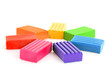 Childen bright multicoloured plasticine  isolated on white