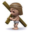 Jesus wearing a crown of thorns carries the cross