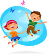 Happy kids jumping Happy kids jumping