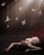 Beautiful brunette in dreamy origami Beautiful brunette in dreamy origami