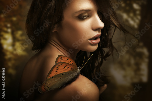 Photo: Girl with the butterfly on the shoulder Girl with the butterfly on the shoulder