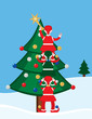 Elves Decorating Christmas Tree Elves Decorating Christmas Tree