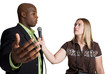 Photo: Radio journalist interviewing a businessman Radio journalist interviewing a businessman