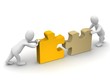 Two mans completing puzzle. 3d rendered illustration. Two mans completing puzzle. 3d rendered illustration.