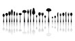 silverware black and white silhouettes
