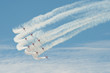 formation aerobatics team leaving smoke trails in the sky formation aerobatics team leaving smoke trails in the sky