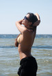 A beautiful woman and sea A beautiful woman and sea
