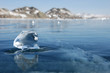 Piece of ice on the frozen lake Piece of ice on the frozen lake