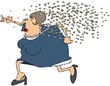Woman Running From A Swarm Of Bees Woman Running From A Swarm Of Bees