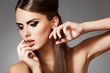 Sensual woman model with fashion evening make-up & hairstyle Sensual woman model with fashion evening make-up & hairstyle