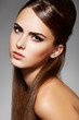 Fashion woman model with clean skin & sexy dark evening make-up