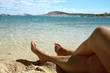 Pieds sur plage de sable Pieds sur plage de sable