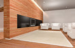 Soggiorno con muro in legno