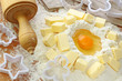 Baking ingredients for shortcrust  pastry, close up