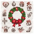 Christmas and New years holidays vector hand drawn illustration