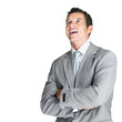 Handsome young business man looking upwards - Copyspace.