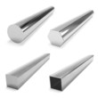 four stainless steel blocks on the white four stainless steel blocks on the white